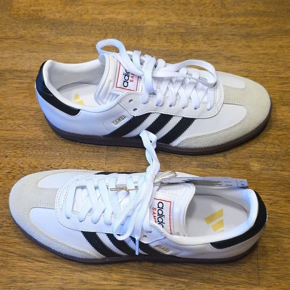 Adidas Samba White and Black Leather Classic Sneakers 8M 9W NWT (IH6001) - Picture 6 of 11